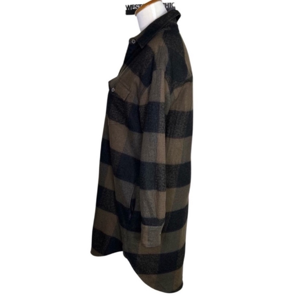 James Perse Wool Long Shacket XS Brown Black Buffalo Plaid Oversized Neutral - Picture 3 of 9